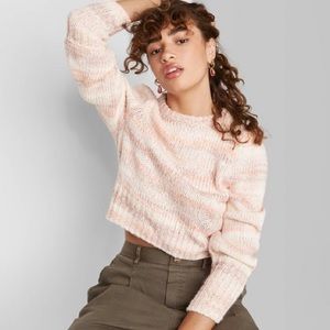 Blush tone Crewneck spacedye pullover sweater